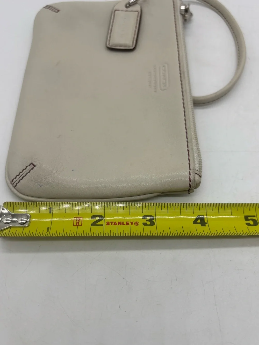 Coach Skinny Mini Corner Zip Wallet Wristlet Clutch Off White Leather